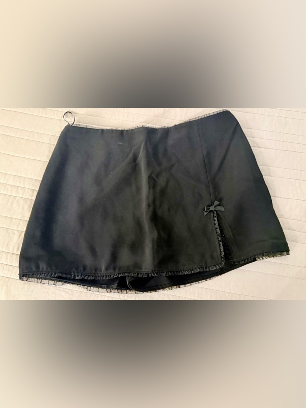 Amanda Uprichard Black Mini Skort with Sheer Trim